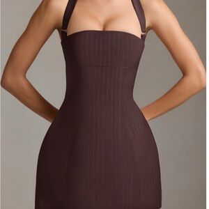 Oh Polly Chocolate Brown Satin Dress